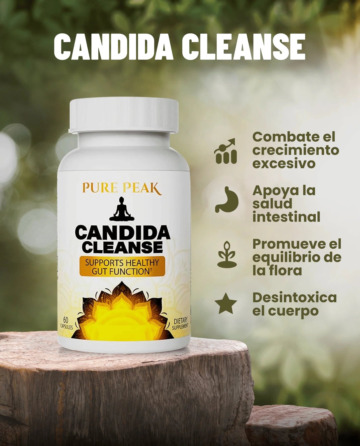 🌿 Candida Cleanse – Cápsulas contra hinchazón, fatiga y antojos 🌿