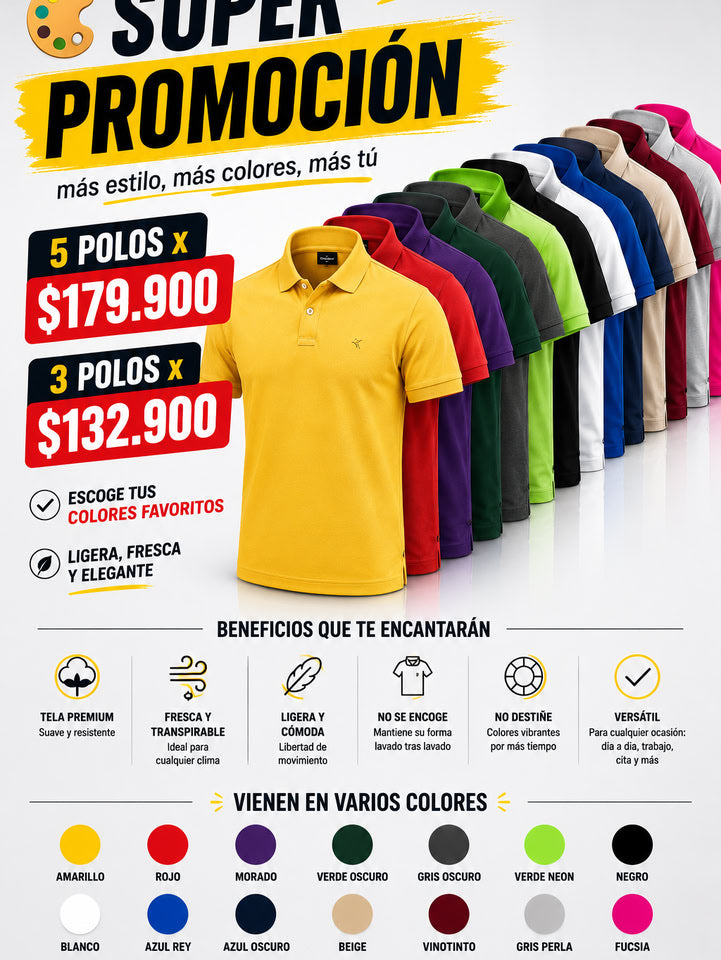 Camisas Tipo Polo para Hombre (Oferta X3 y X4)
