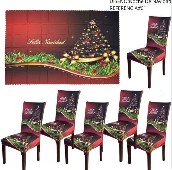 ROPA DE COMEDOR NAVIDEÑO (MANTEL + 6 FORROS)
