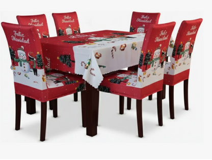 ROPA DE COMEDOR NAVIDEÑO (MANTEL + 6 FORROS)