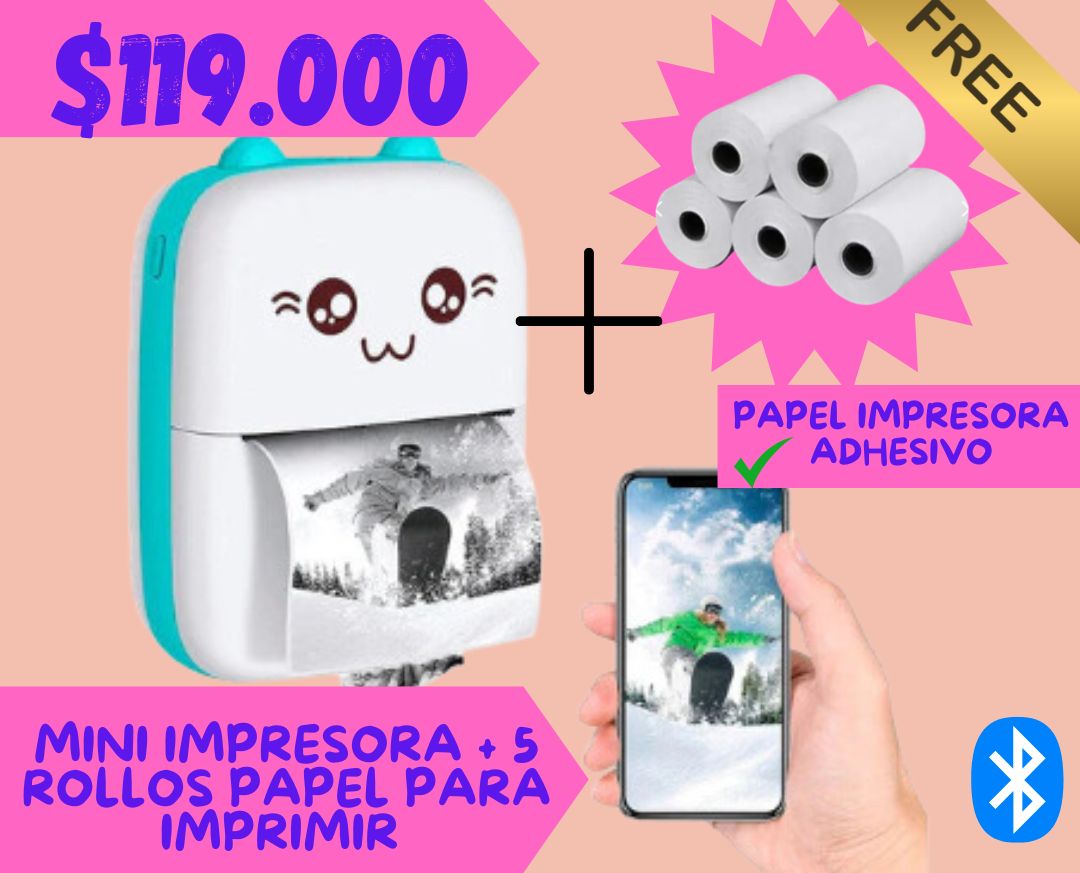 MiniPrint Go + (10 Rollos para imprimir GRATIS)