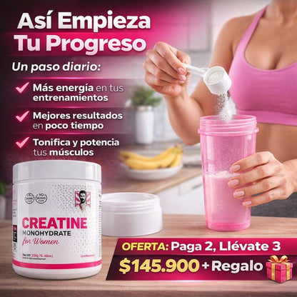 Creatina Monohidratada Para Mujer Paga 2 lleva 3 + Regalo