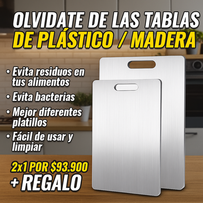 Tabla para picar de Acero Inoxidable 2X1 + Regalo